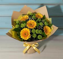 Букет цветов из:  Герберы и Хризантемы в Уфе