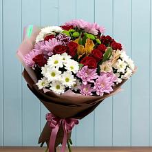 Букет цветов из:  Розы, Хризантемы и Альстромерии в Уфе