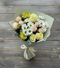 Букет цветов из:  Альстромерии, Розы и Хризантемы в Уфе